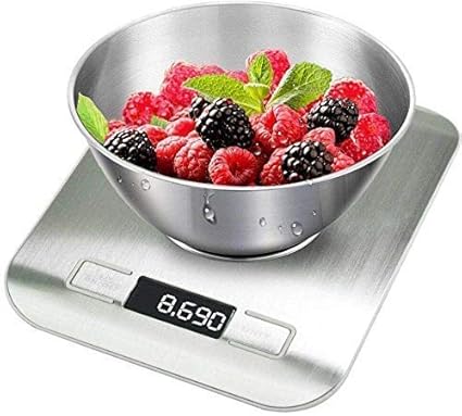 MangalMurti Enterprise Stainless Steel Digital Kitchen LCD Scale Weighing Machine - Kitchen Nutrition Measurement Tool Scale Multifunction Food Scale, 5 Kg/Silver