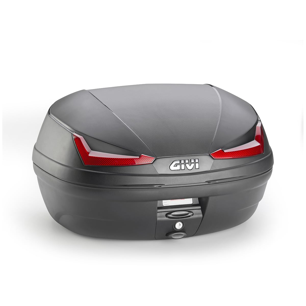 Givi Topcase Monolock® Simply 45L E455 - Universal - Für Motorrad/Roller/Quad - Inkl. Adapterplatte - Rot/Transparent