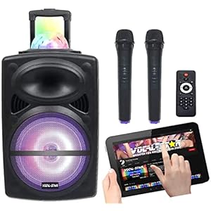 Vocal-Star Draagbaar Disco PA Luidsprekersysteem met Bluetooth, Bass & Treble, Led lichteffect, USB & Aux-ingang voor…