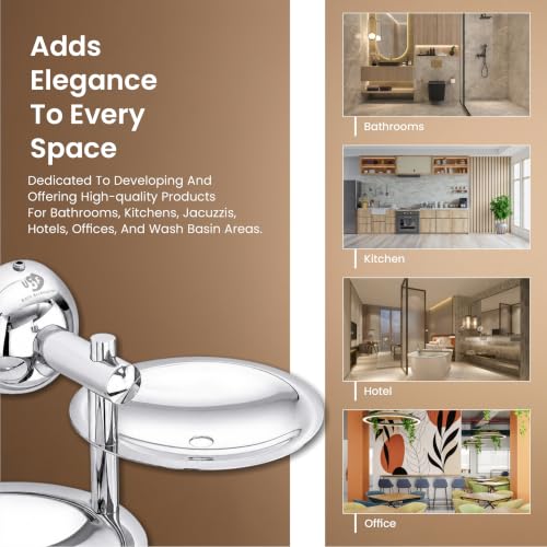 Image of USF Premium Double Soap Dish for Bathroom, 304 Grade Stainless Steel Soap Holder for Wash & Shower Area, Wall Mounted & Quick Drainage System, Chrome Finish, 25 Years Warranty, Pack of 1 - Torin