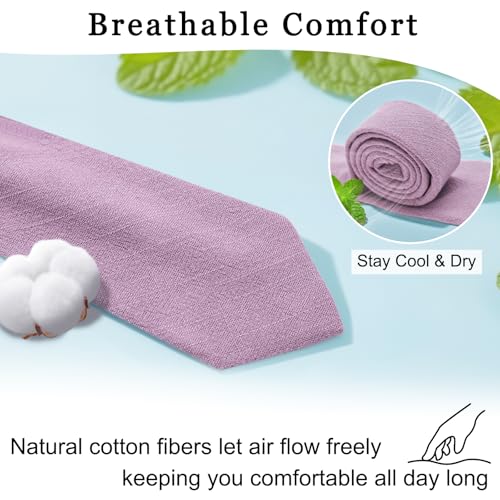 Image of Cotton Ties for Men Solid Color Skinny Tie Mens Necktie for Wedding Graduation Formal Dinner