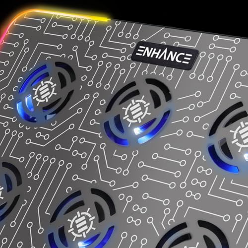 ENHANCE Gaming Voltaic 2 Laptop Cooling Stand - Laptop Cooling Pad with 6 Blue LED Fans, 7 Height Settings, RGB Lighting - Metal Top Laptop Cooler Pad with Phone Stand, 2 USB Ports for 17 inch Laptops - Image 10