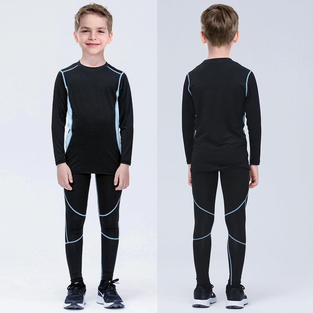 Leeboom Bambini Intimo Termico Set di Biancheria Termica Bambin Manica Lunga Funzionale E da Sci da Bambina E Bambino Traspirante Intimo Termico Set Base Layer E Isolante per Sci Tuta Termica
