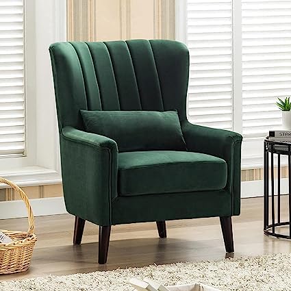 Image of Wing Chair for Living Room Bedroom High Back Arm Rest Chair Cushioned Lounge Chair Single Seater Sofa |Luxury Rest Chair Arm Chair (Colour (Green)