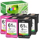 Limeink 5 Remanufactured Ink Cartridge Replacement 61XL High Yield for HP 1000 1010 1050 1055 1510...