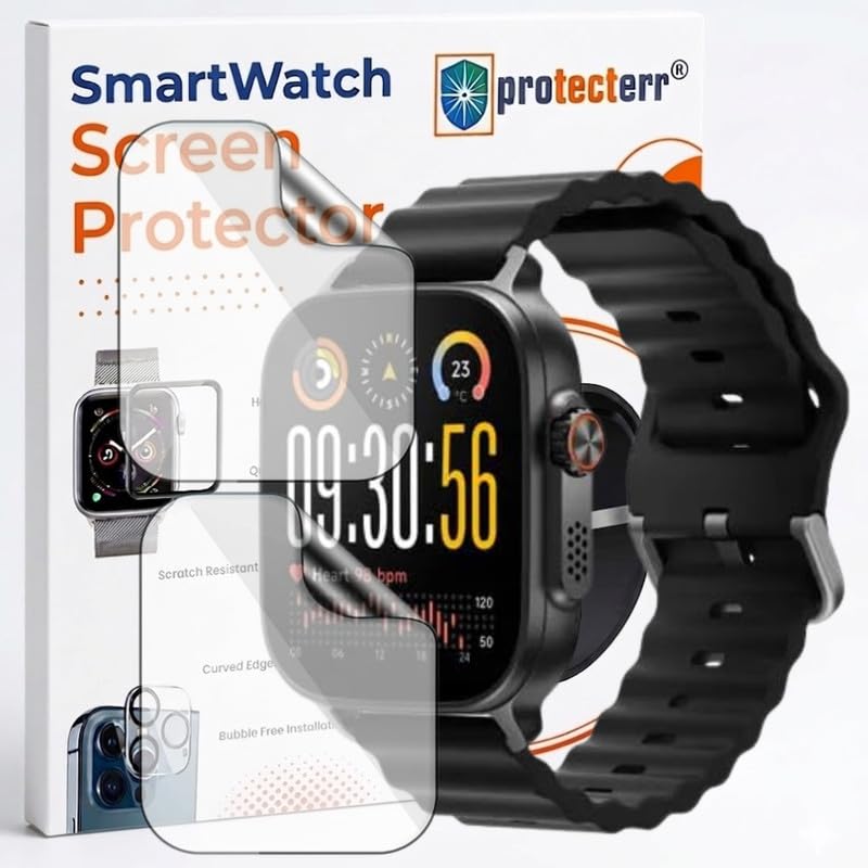 Image of 2 Pack Smartwatch Screen Protector for Realme Watch 5 1.97 inch - Flexible TPU Screen Guard, HD Clear, 9H Scratch Resistant, Bubble Free Installation - Not Tempered Glass