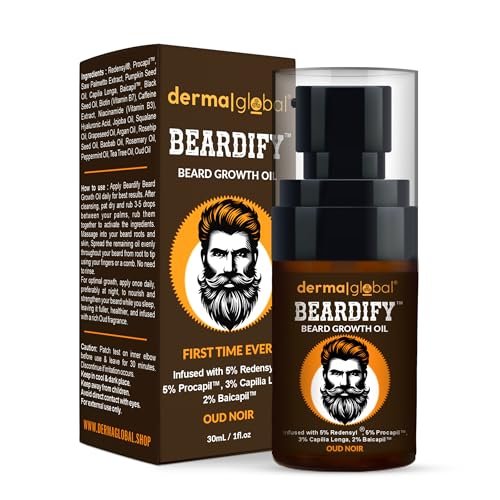 Derma Global Beardify™ Beard Growth Oil – Advanced Beard Thickening & Fast Growth Formula with 25% Clinically Proven Active Ingredients with 5% Redensyl | 5% Procapil | 3% Capilia Longa | 2% Baicapil