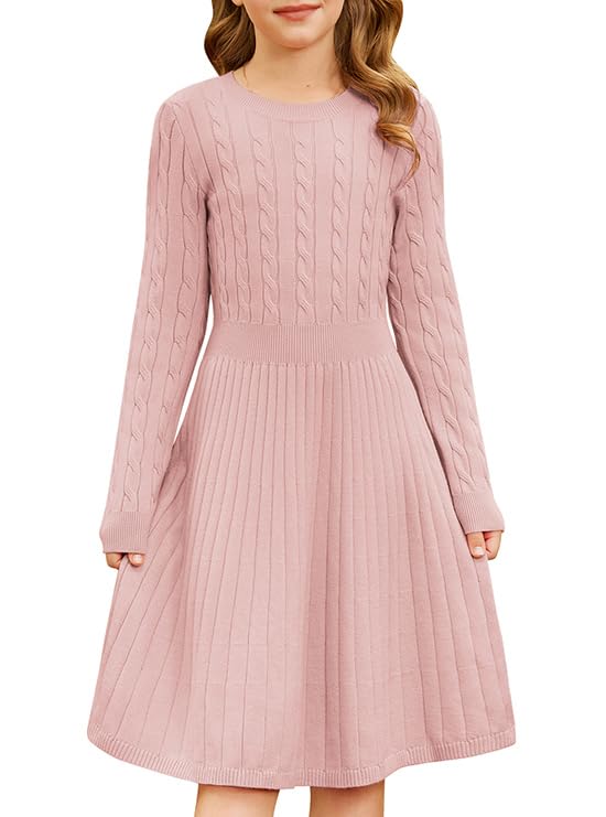 GRACE KARIN Girls Sweater Dress Long Sleeve Knit A Line Casual Midi Fall Winter Dresses 6-12 Years