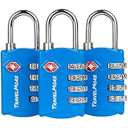 Maletas Con Ruedas Precios Paquete con 3 Candados para Equipaje TSA con Combinación de 4 Dígitos – Candado Resistente para Viajes, Equipajes, Maletas y Mochilas – Azul