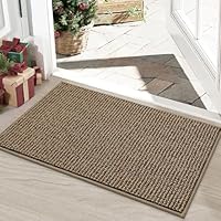 BEQHAUSE Dirt Trapper Door Mat 20\" x 32\", Non-Slip Washable Doormats Entrance Mat, Dirt Resistant and Absorbent Welcome Mat, Low Profile Floor Mats for Front Back Door and Entryway, Beige
