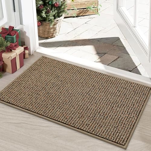 BEQHAUSE Dirt Trapper Door Mat 20" x 32", Non-Slip Washable Doormats Entrance Mat, Dirt Resistant and Absorbent Welcome Mat, Low Profile Floor Mats for Front Back Door and Entryway, Beige