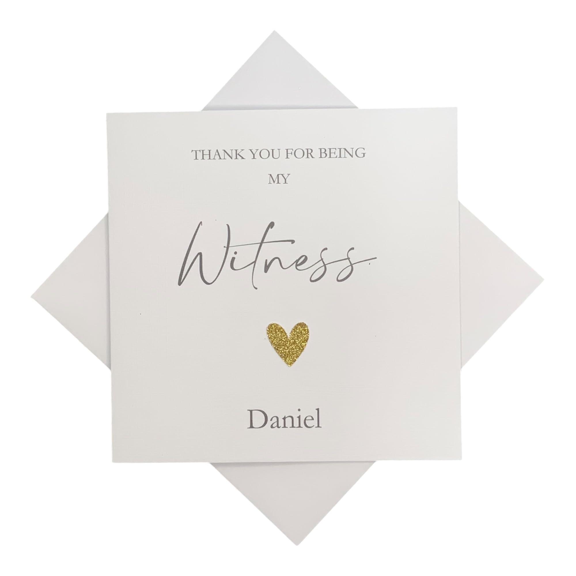 Personalised Thank You For Being My Bridesmaid Best Man Maid Matron Of Honour Usher Flower Girl Bridesman Witness - Various Roles - Greeting Card - Heart Colour Choice - Thank You (Witness)