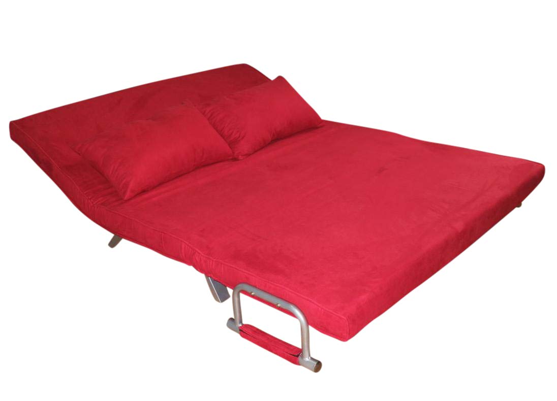 ITALFROM - Divano Letto 2 Posti (153x69x82cm) Divano Letto Matrimoniale Salvaspazio a Scomparsa, Due Posti con Telaio Solido in Acciaio con Imbottitura Comoda (Rosso)