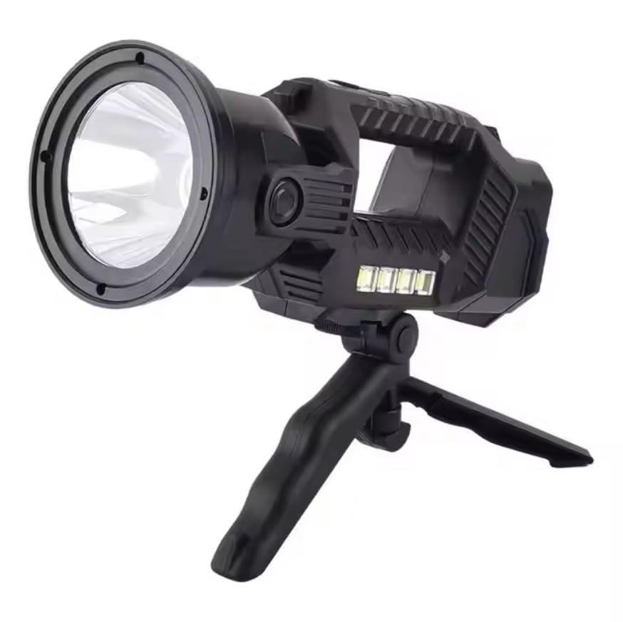 Image of Glaceon Rechargeable Spotlight Flashlight, High Lumens Handheld Spotlight,LED Searchlight 6 Light Modes Foldable Tripod for During Hurricane,Emergency,Outages,Hunting, Hiking, Camping (GC-09)