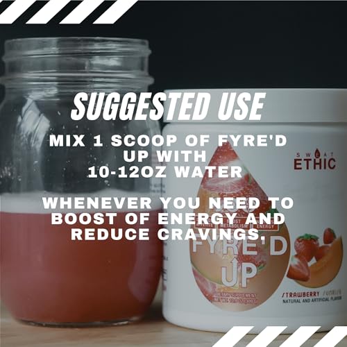 Image of Sweat Ethic FYRE'D UP Energizing Appetite Suppressant, 200 MG Natural Caffeine, Supports Active Lifestyle & Craving Control, Easy-Mix Powder for Pre Workout Energy, Tropical Sunshine Flavor, 30 Srvgs