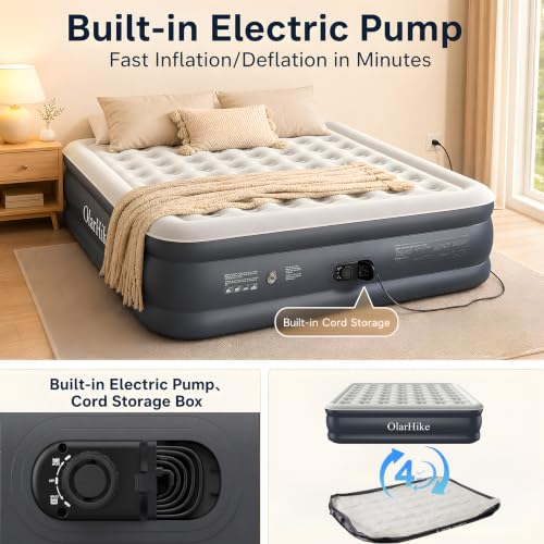 Image of OlarHike 20 inch H Cal King Air Mattress with Built in Pump,Family Size, 850lb