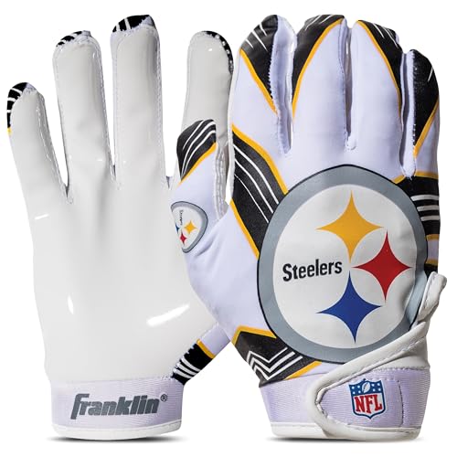 Image of Franklin Sports Youth NFL Football Receiver Gloves - Kids Football Gloves Pair - NFL Team Logos and Silicone Palm