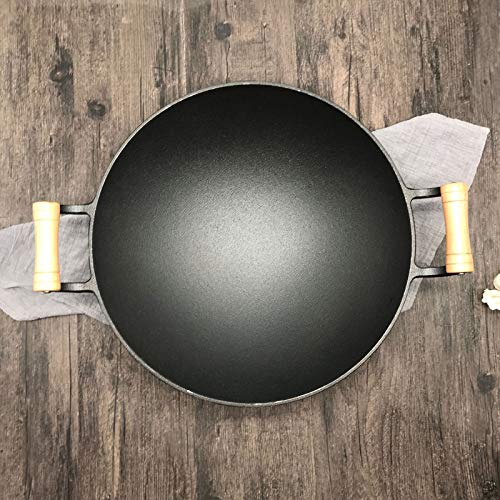 Wok de hierro fundido con tapa de madera y dos asas miniatura 6