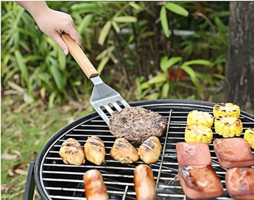 Set de herramientas para parrilla con mango de madera miniatura 4