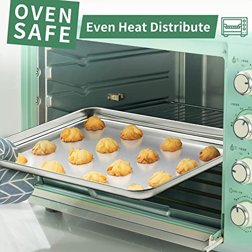 Baking Sheets Set Of 2, Hkj Chef Cookie Sheets 2 Pieces Stainless Steel Baking Pans & Toaster Oven Tray Pans, Rectangle Size 24L X 16W X 1H Inch & Non Toxic & Healthy & Easy Clean… #TOP5