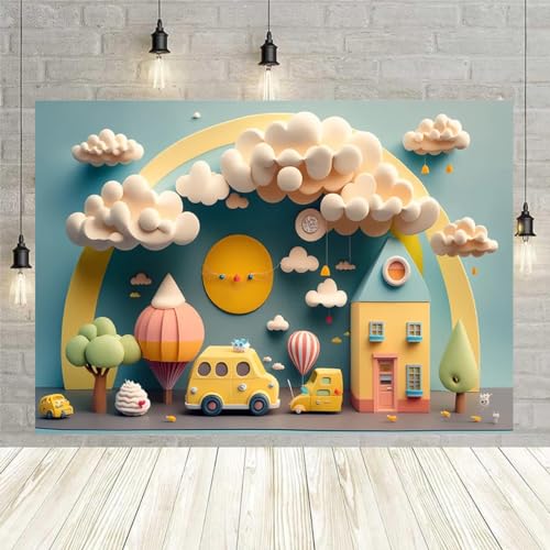 Fondo fotográfico Fiesta cumpleaños globos 7X5FT miniatura 5