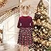 Sunny Fashion Girls Dress Burgundy Velvet Tartan Snowflake Tulle Bow Long Sleeve Christmas Winter Size 8
