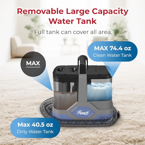 Image of Rosewill Multi-Purpose Portable Carpet and Upholstery Cleaner with 74.4 oz Large Water Tank, Self Cleaning, Powerful Suction 17 KPa Spot Cleaner, 600W Motor, 4 Tools for Pets, Car, Couch and Stairs