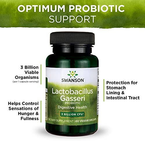 Swanson Lactobacillus Gasseri - Probiotic Supplement Supporting Digestive Health With 3 Billion Cfu - Design-Release Satiety & Fat Metabolism Support - (60 Veggie Capsules) 2 Bottles #TOP4