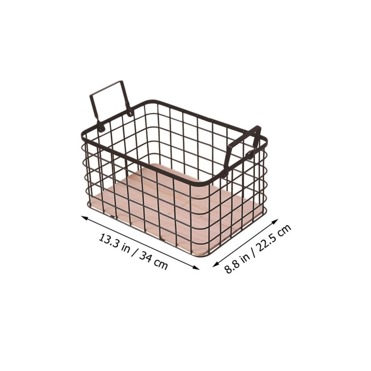 ifundom Metallgitterkorb Tragbarer Zwei Griffen aus Eisen und Holz | Hohlendesign, für Küche und Toilette, 1 Stück, Vielseitig zum Ordnen von Obst und Kleinteilen Zufällige Farbe
