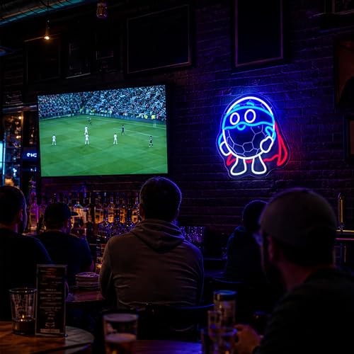 Image of Soccer Neon Sign for Wall Decor Light Up Sign Led Signs for Room Party Home Wall Decor USB Powered