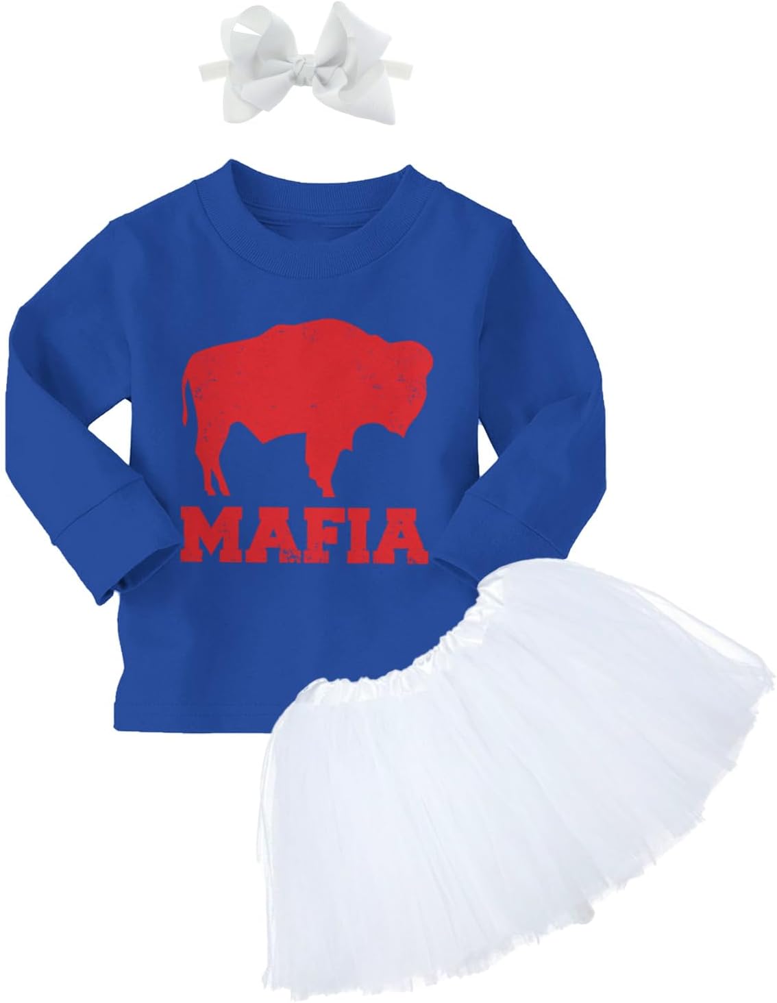 Haase Unlimited Buffalo Mafia - State Proud Strong Pride Sports Baby Bodysuit + Tutu Skirt + Bow Headband Set