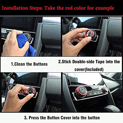 Auprite Climate Control Knob Covers For Challenger Accessories 2015-2022 2023, For Dodge Charger 2015-2022, For Dodge Chrysler 300/300S 2015-2023(3Pcs/Red) #TOP7