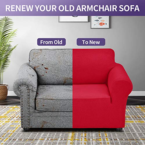 Joccun Stretch Chair Couch Cover,1-Piece Water Repellent Sofa Slipcover Spandex Jacquard Fabric Sofa Covers With Elastic Bottom,Washable Furniture Protector For Dogs,Cats,Kids(Armchair,Ruby) #TOP5