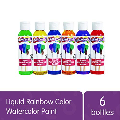 Colorations Liquid Watercolor Paint, 4 fl oz, Set of 6, Non-Toxic, Painting, Kids