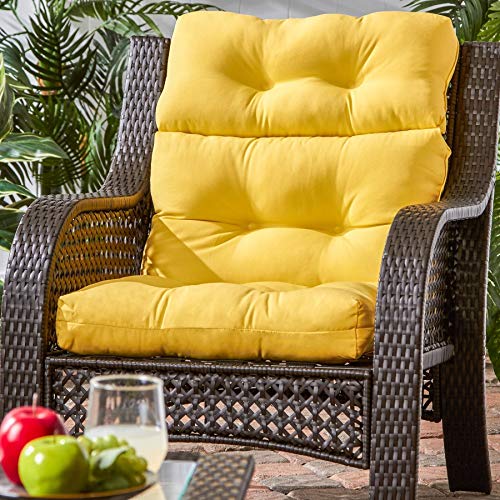Driftwood 44x22-inch 3-Section Outdoor Yellow High Back Chair Cushion Solid Modern Contemporary Transitional Fabric Polyester Fade Resistant Uv Water