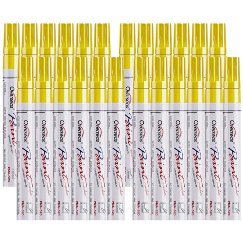 Overseas Yellow Paint Pens Permanent Markers 24 Pcs, Oil Based