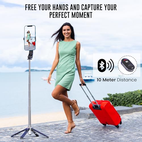 Image of WeCool S3 Selfie Stick Tripod for Mobile with 360 Rotation Offers a 4-Leg Stable Base, extends up to 102 cm, Supports Bluetooth 5.2 with 10m Range, and fits Phones, GoPro, and Cameras via 1 /4 inch Screw.