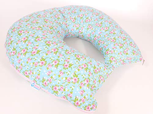 Almofada Amamentação FLORAL COM FUNDO AZUL CLARO - SUPER FIRME!