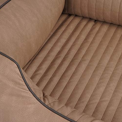 Knuffelwuff Orthopädisches Hundebett Tampa aus laser-gestepptem Kunstleder XL 105 x 75cm Camel