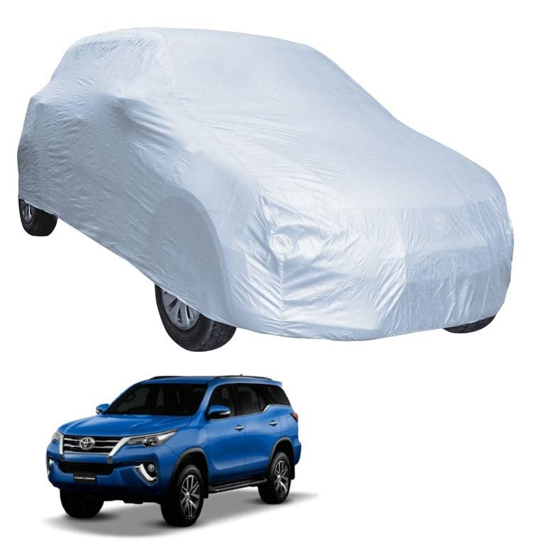 Image of Auto Hub Car Cover Compatible with Fortuner (Model : 2016-Till Date) with Weather Proof, Triple Stitched, Fortuner Car Cover- Plain Silver