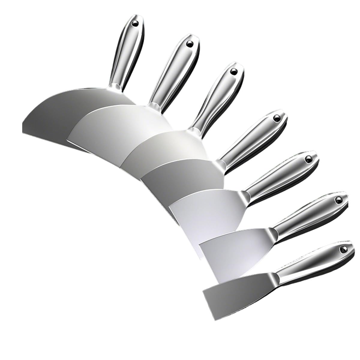 Bananaww 7 Piece Stainless Steel Paint Scraper Tool, Wallpaper Scrapers Set for Repairing Drywall Removing Wallpaper Applying Putty Plaster Cement