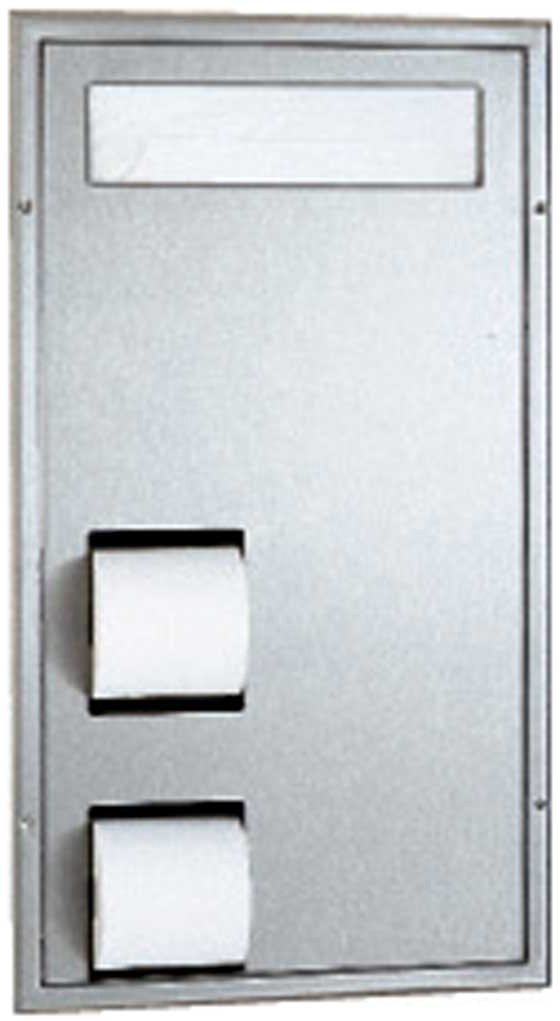 Bobrick 3471 ClassicSeries 304 Stainless Steel Partition Mounted SeatCover and Toilet Tissue Dispenser, Satin Finish, 15-1/2