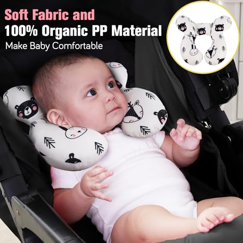 Image of KAKIBLIN Baby Neck Pillow, Upgraded Baby Support Pillow,Babies Head Pillow,Neck Support Pillow for for Car Seat, Stroller, Pushchair,Travel (Bear)