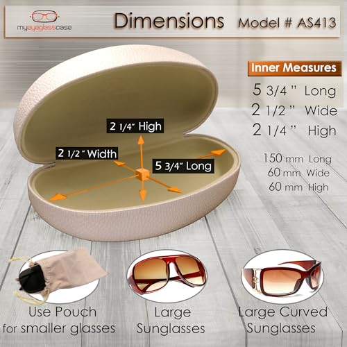 Image of MyEyeglassCase Large Hard Sunglasses Case | fits Large curved Sunglasses, with microfiber bag and cleaning cloth