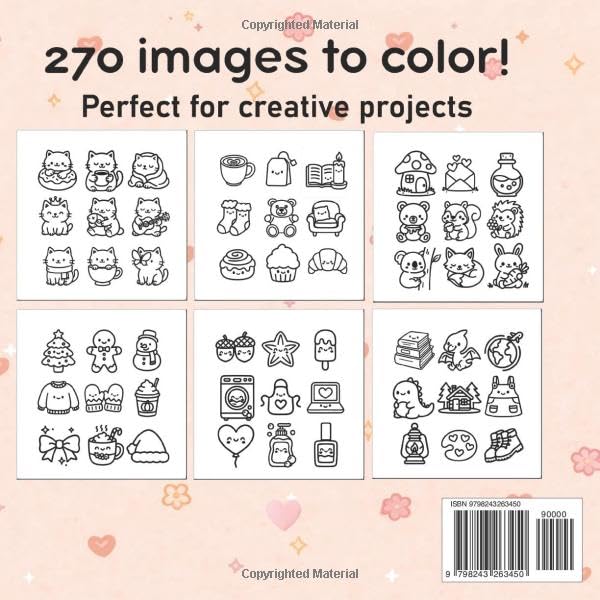 Cozy Minis: A Mini Adult Coloring Book with 270 Cute Designs for Easy Coloring, Relaxation, Stress Relief, Creative Projects, Handmade Gifts, Stickers, and Fabric Transfer Crafts (Cozy Days Coloring) image 3