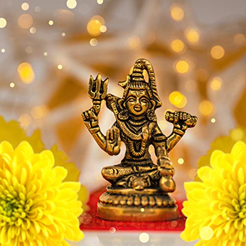 Tarini Gallery Brass Shiva Pooja Murti Idol Statue God Lord Spiritual Sculpture Indian Antique Statue Dcor for Home Entrance Temple Puja Decoration Festivals Diwali and Gifting (Shiva) - Image 2