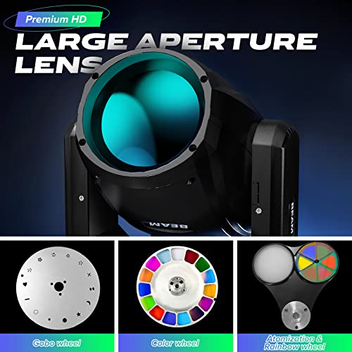 Image of Moving Head Light 280W 10R WZYBUTA LED Beam Stage Lights DJ Lights 17 Gobos 15 Colors DMX512 Prism Rainbow Effect Spotlights Sound Activtaed for Bar Disco Wedding Concert Lighting (2 Pack)