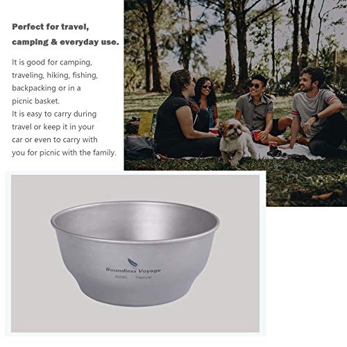 Boundless Voyage Ultralight Titanium Bowl Pan Plate Dish With Carry Bag Outdoor Camping Portable Tableware Cookware ((400Ml Bowl)-Ti15163B) #TOP4