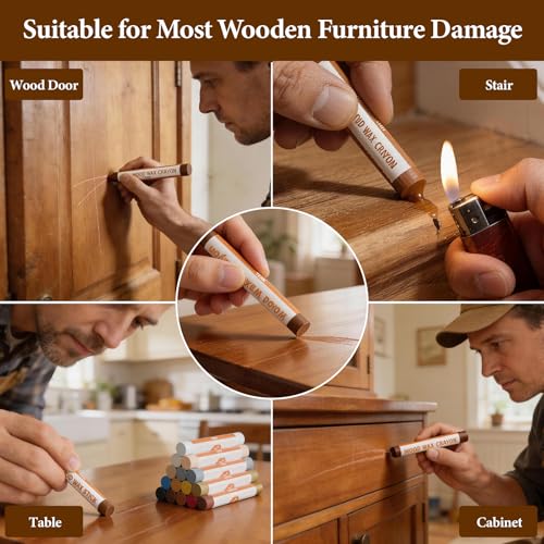 Image of Wood Filler Sticks & Wax Repair Crayons - Fix Scratches, Scuffs & Holes
