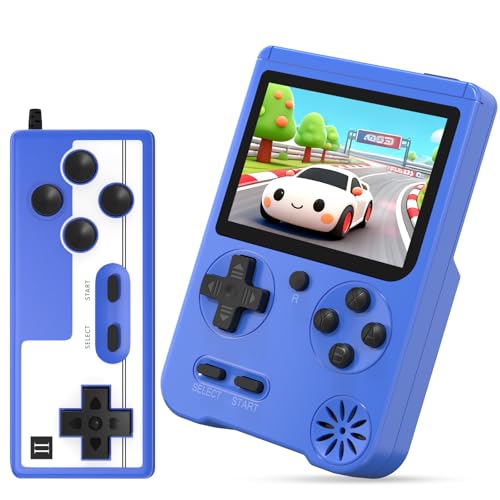 Handheld Game Console Built in 500 Classic Games, Rechargeable Retro Handheld with 3.0-inch LCD Screen, Support Connection to TV and 2 Players, Handheld Video Games for Boys and Girls Gift, Blue